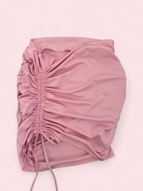 Pink ruched body con skirt with tie detail Size M